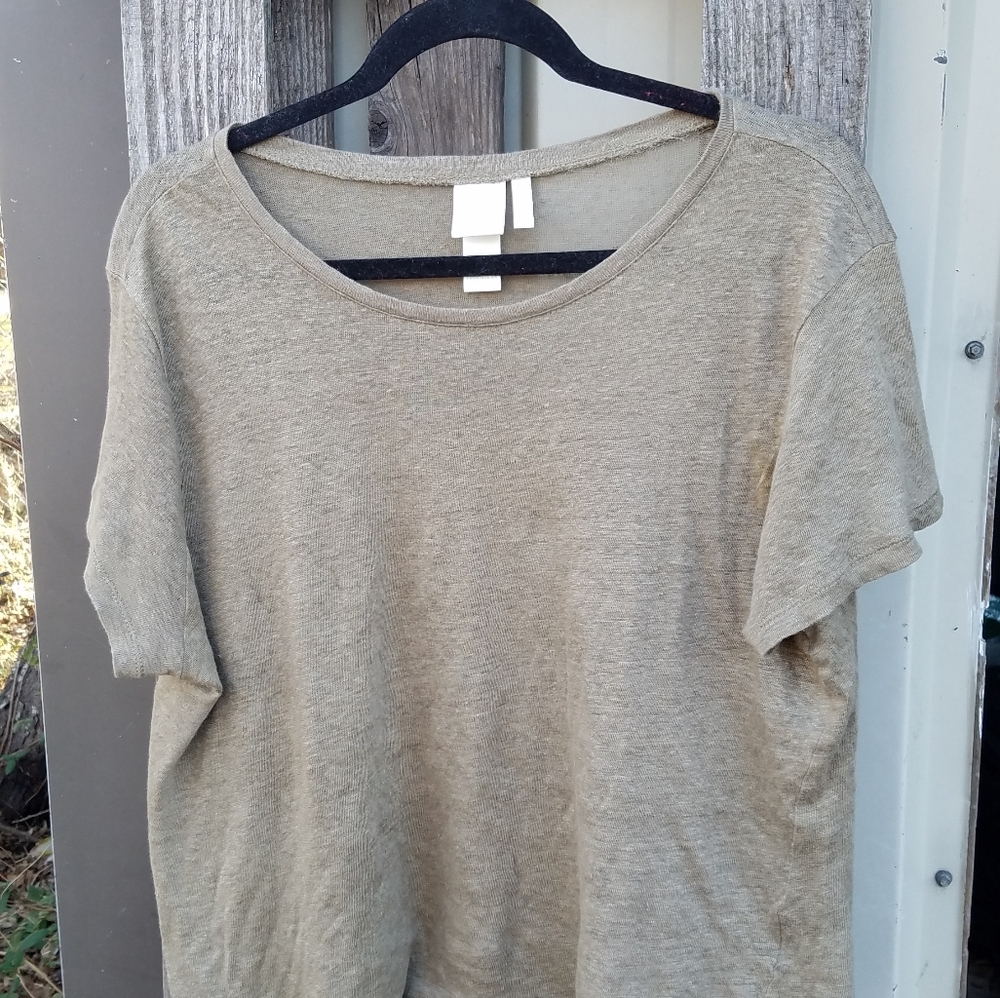 H&M Olive Linen Casual Tee